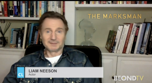 Liam Neeson talks about his young sidekick in “The Marksman”